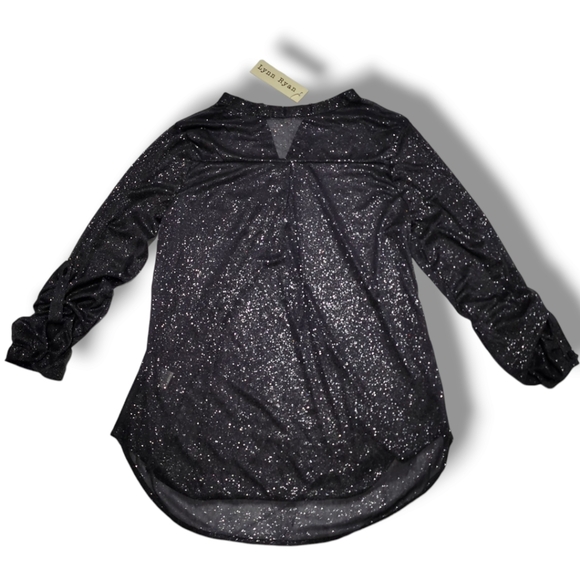 Lynn Ryan Sheer Black Blouse with Silver Glitter Size Large (L) Long Sleeve NWT - Picture 8 of 12